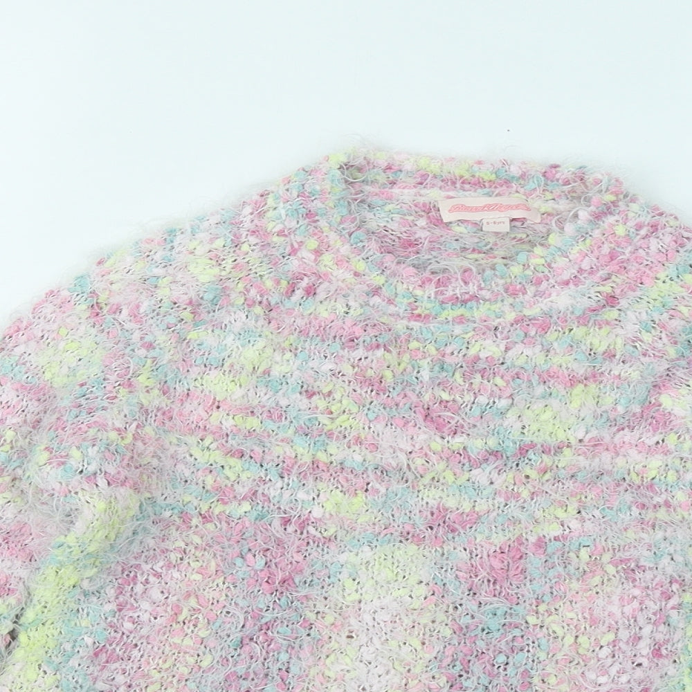 Board Angels Girls Multicoloured Round Neck Geometric Acrylic Pullover Jumper Size 5-6 Years Pullover