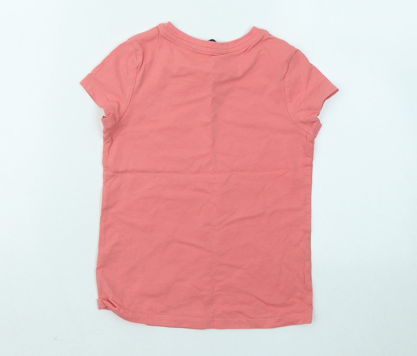 George Girls Pink Cotton Basic T-Shirt Size 6-7 Years Round Neck Pullover - You Are Lovely