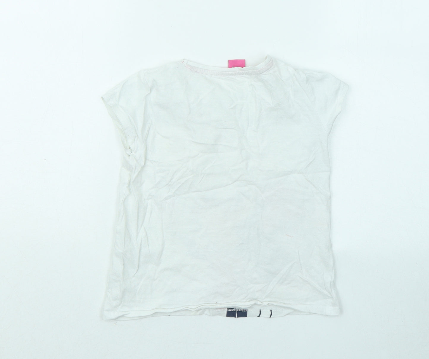 Disney Girls White Cotton Basic T-Shirt Size 7-8 Years Round Neck Pullover - Minnie Mouse