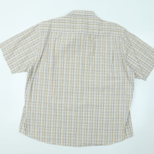 Dunnes Stores Mens Brown Plaid Cotton Button-Up Size 2XL Collared Button