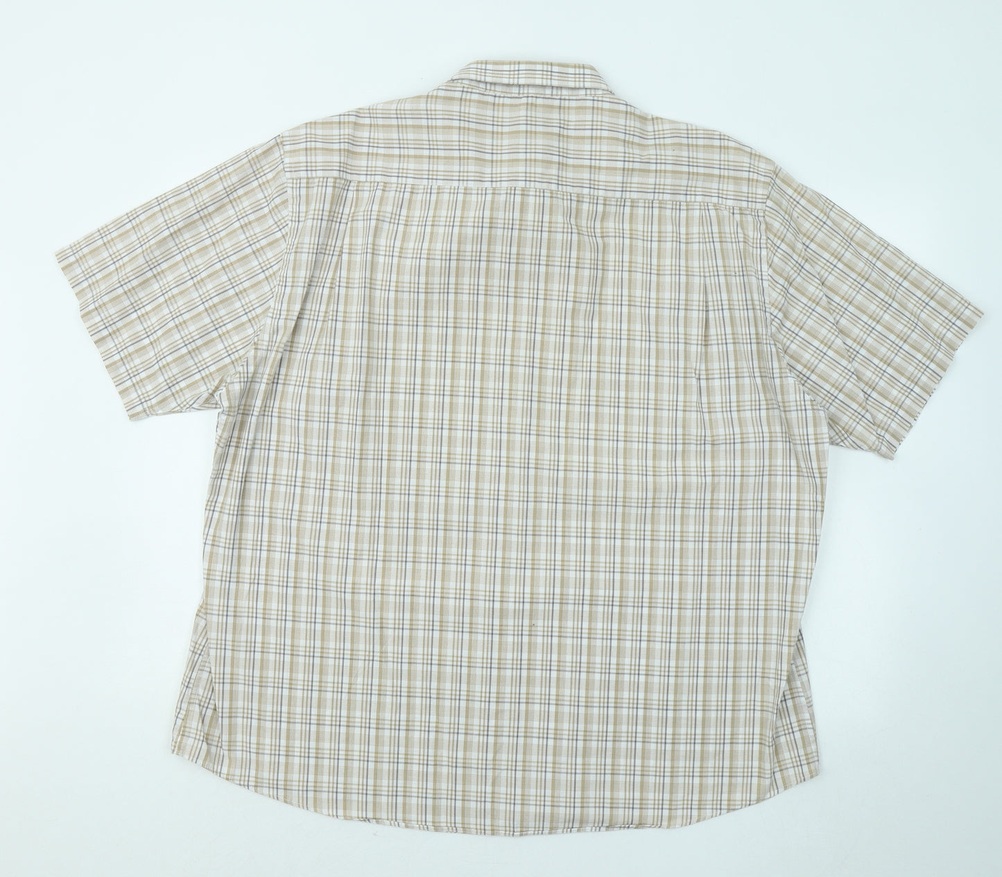 Dunnes Stores Mens Brown Plaid Cotton Button-Up Size 2XL Collared Button