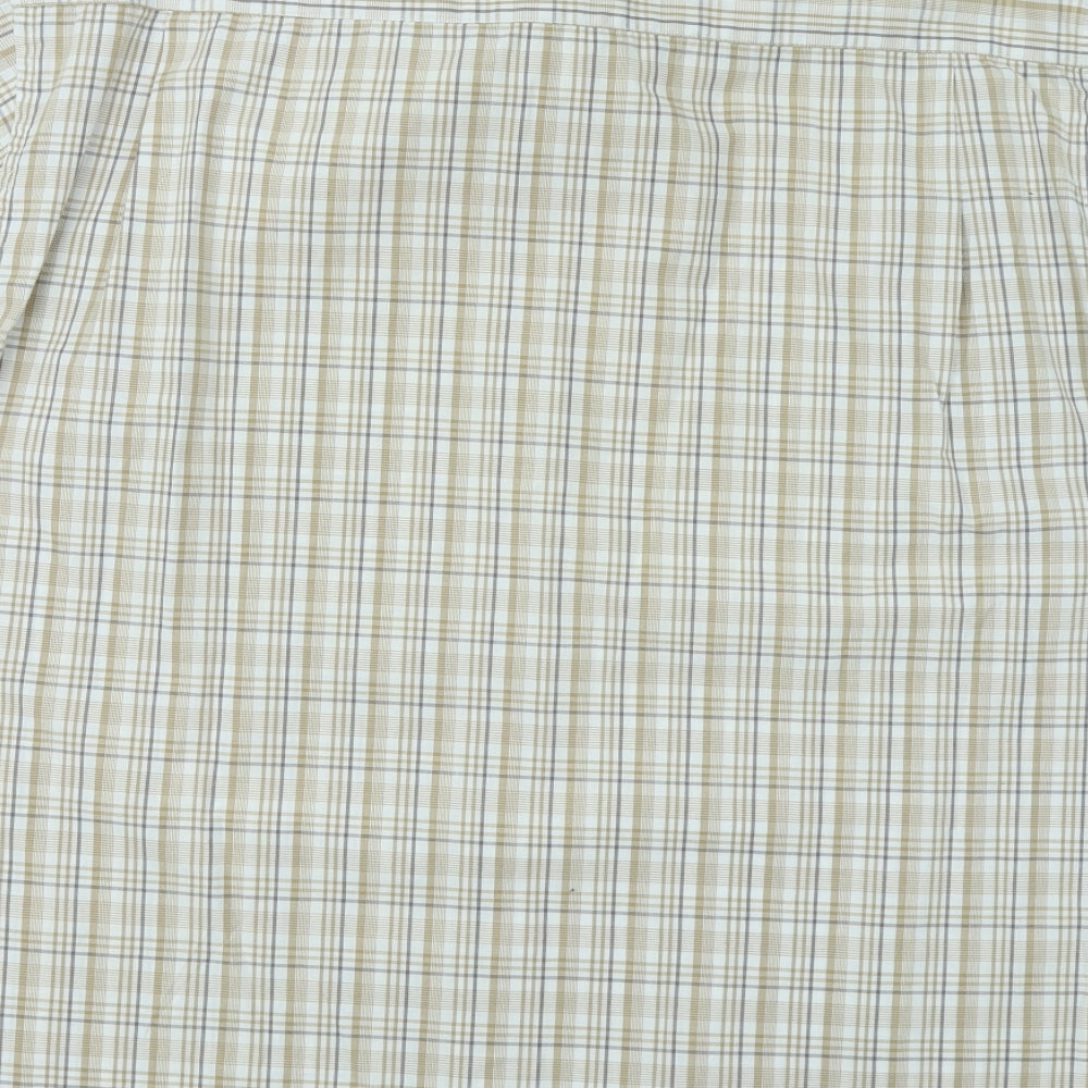 Dunnes Stores Mens Brown Plaid Cotton Button-Up Size 2XL Collared Button