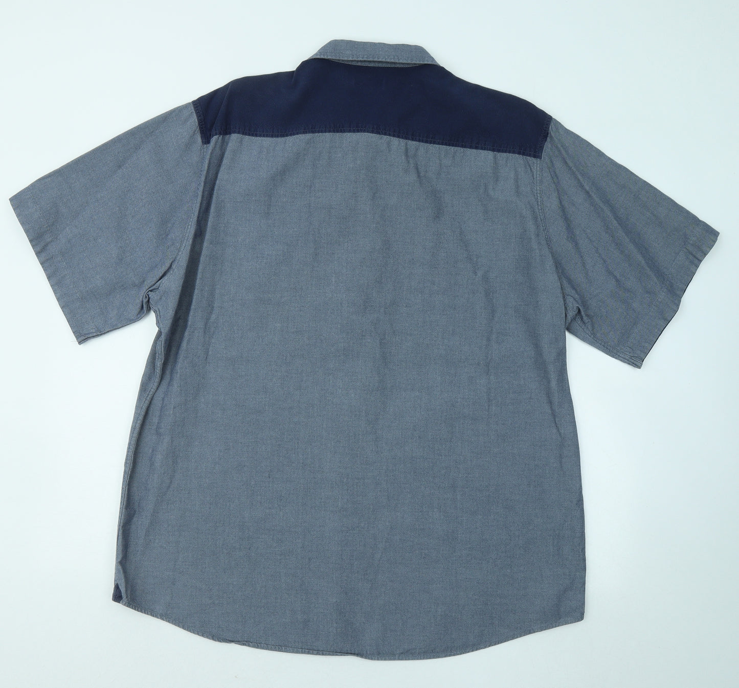 F&F Mens Blue Cotton Button-Up Size 2XL Collared Button
