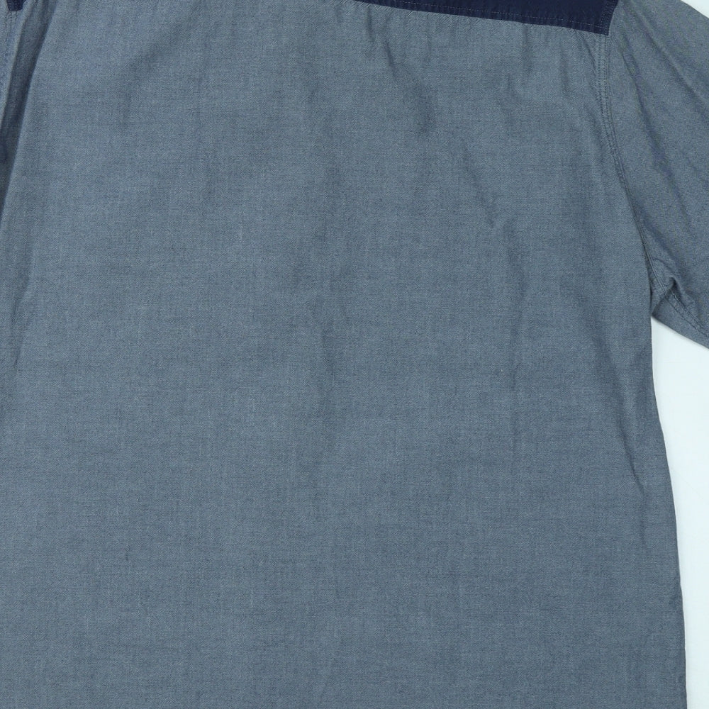 F&F Mens Blue Cotton Button-Up Size 2XL Collared Button