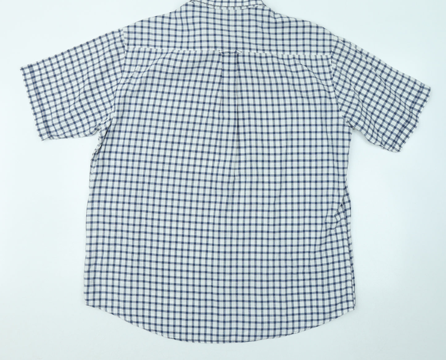 James Pringle Mens Blue Plaid Cotton Button-Up Size XL Collared Button
