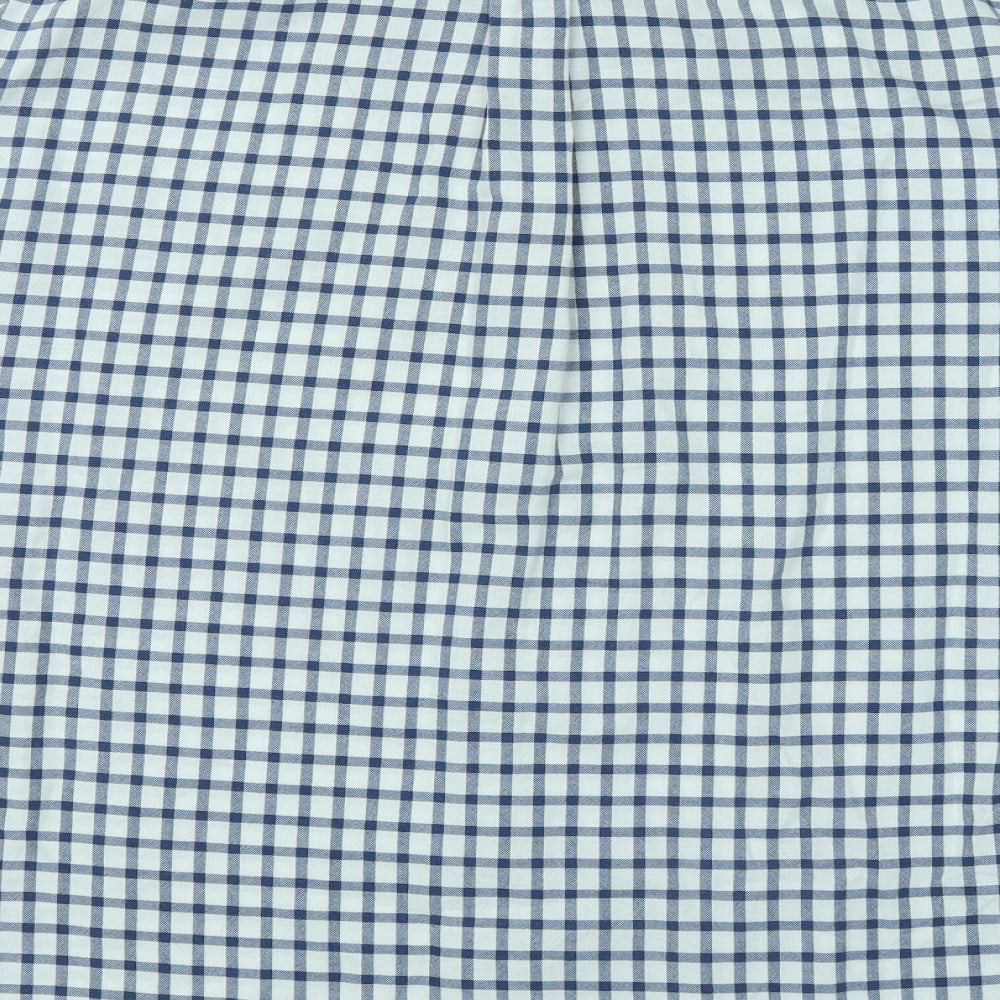 James Pringle Mens Blue Plaid Cotton Button-Up Size XL Collared Button