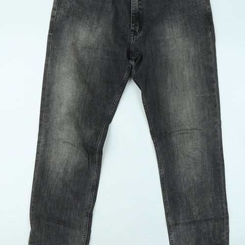 Calvin Klein Mens Grey Cotton Straight Jeans Size 33 in L32 in Regular Zip