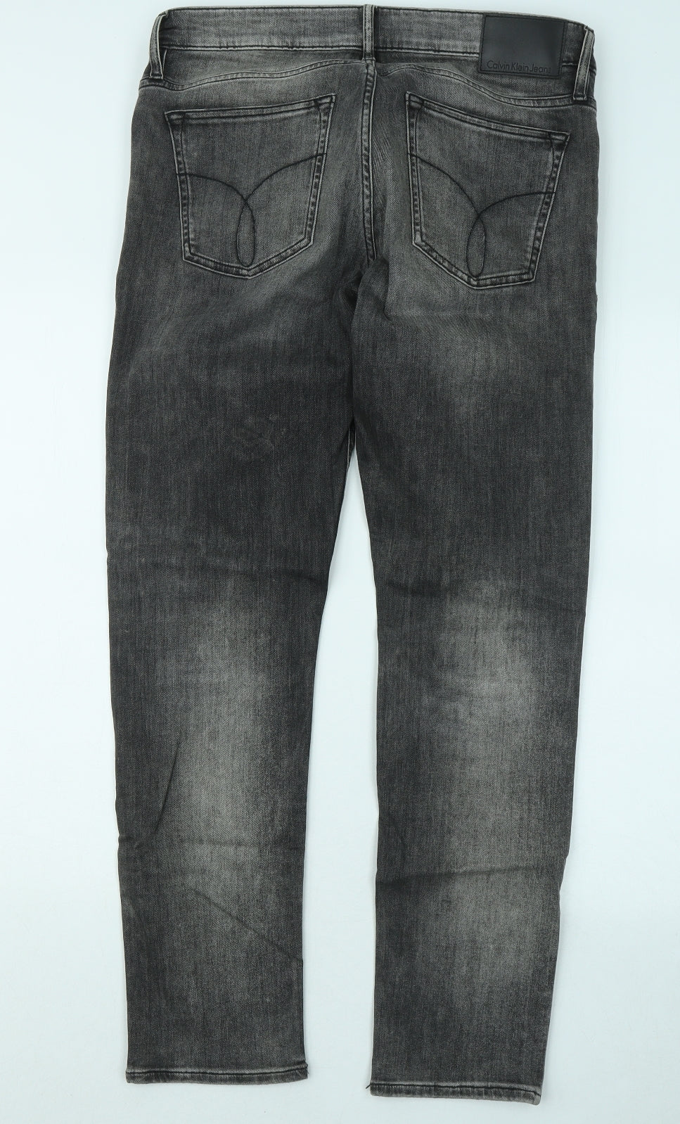 Calvin Klein Mens Grey Cotton Straight Jeans Size 33 in L32 in Regular Zip