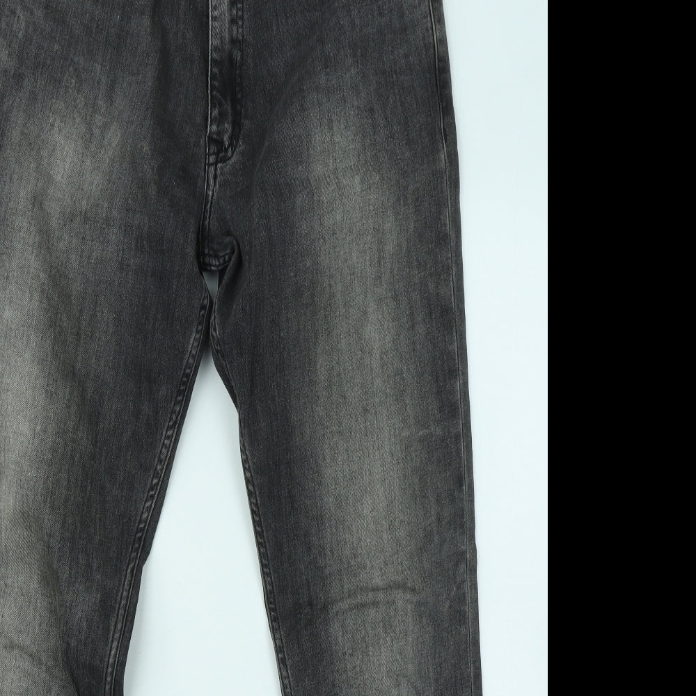 Calvin Klein Mens Grey Cotton Straight Jeans Size 33 in L32 in Regular Zip