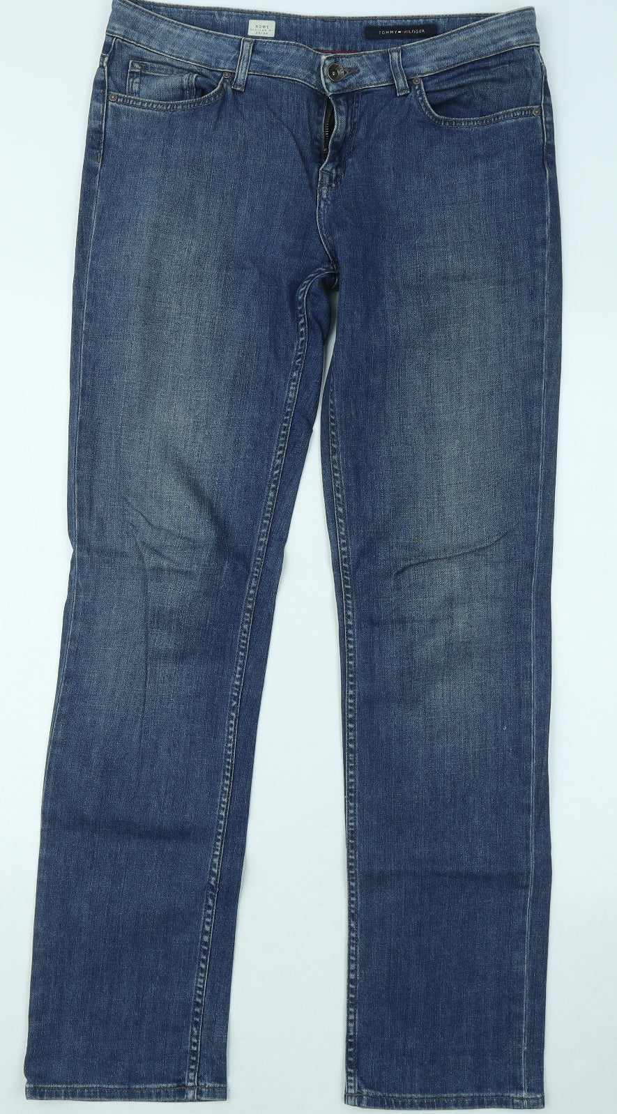 Tommy Hilfiger Mens Blue Cotton Straight Jeans Size 29 in L34 in Regular Zip