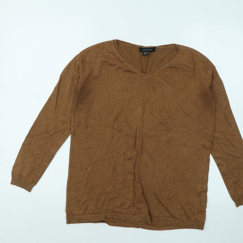 Atmosphere Womens Brown V-Neck Viscose Pullover Jumper Size 10
