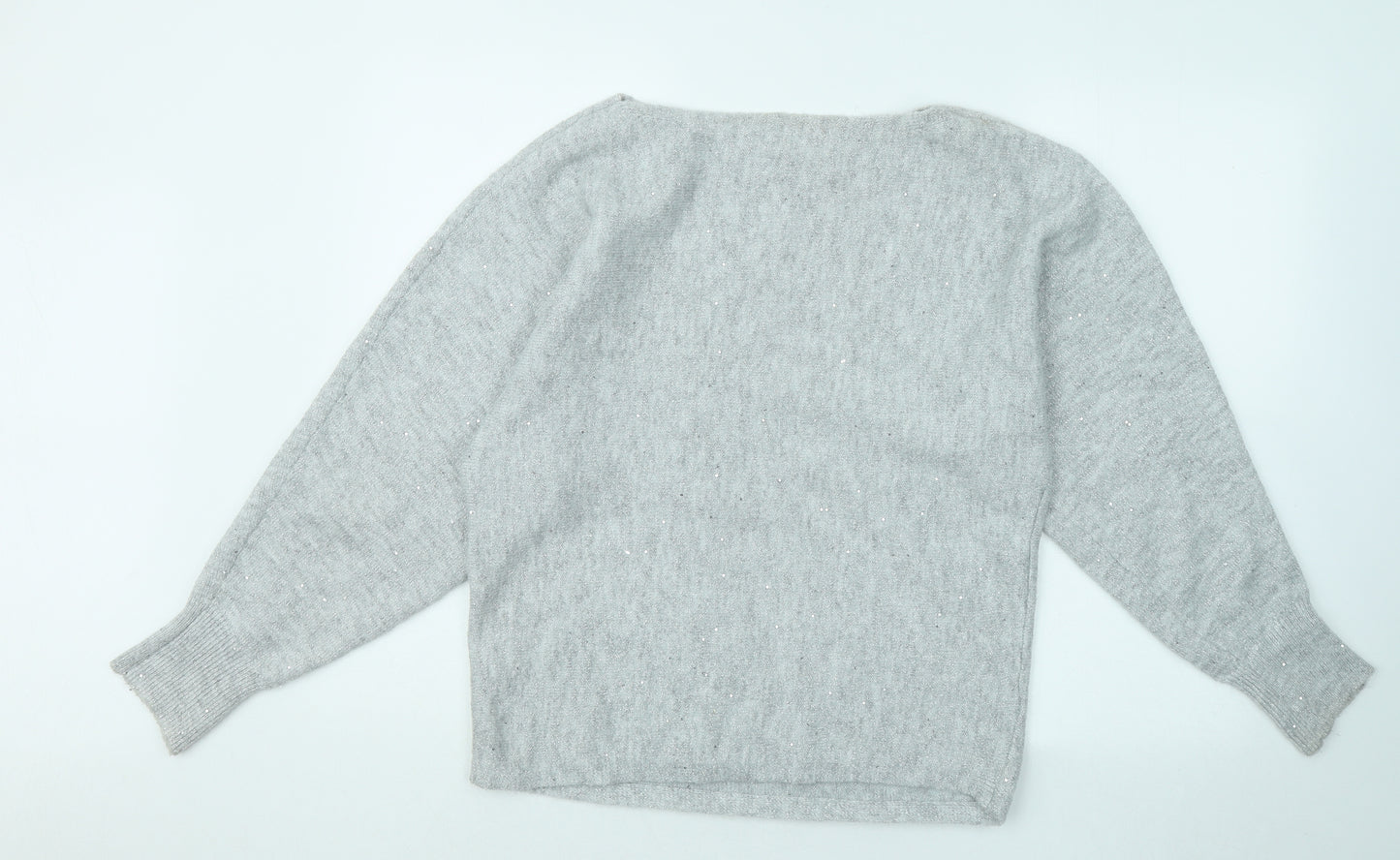 Apricot Womens Grey Round Neck Acrylic Pullover Jumper Size 14