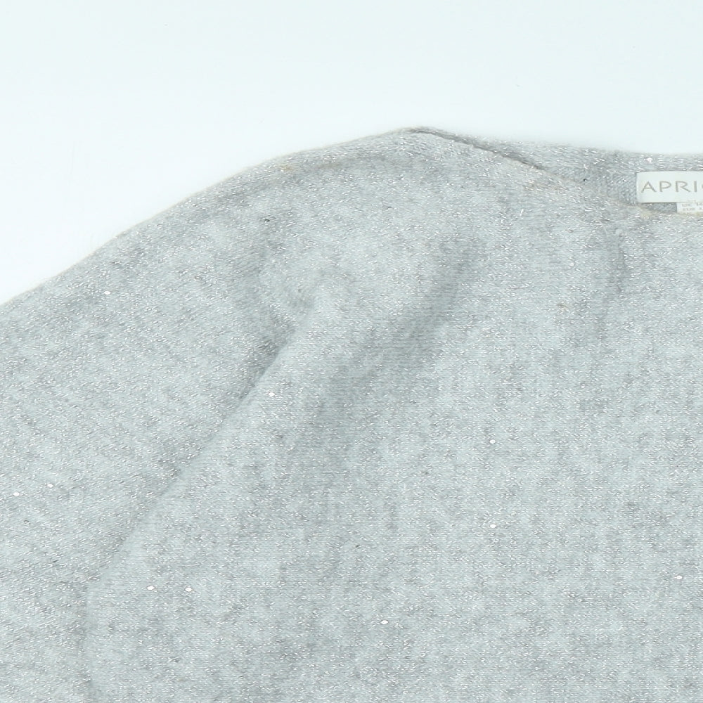 Apricot Womens Grey Round Neck Acrylic Pullover Jumper Size 14