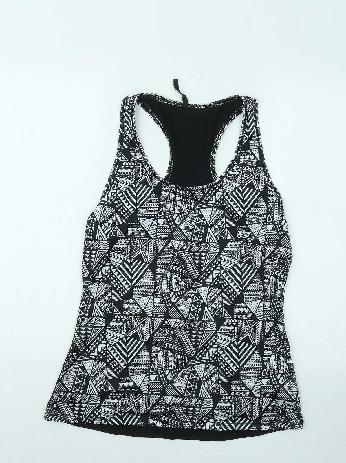 Pure Simple Gym Womens Black Geometric Polyester Basic Tank Size 12 Round Neck Pullover