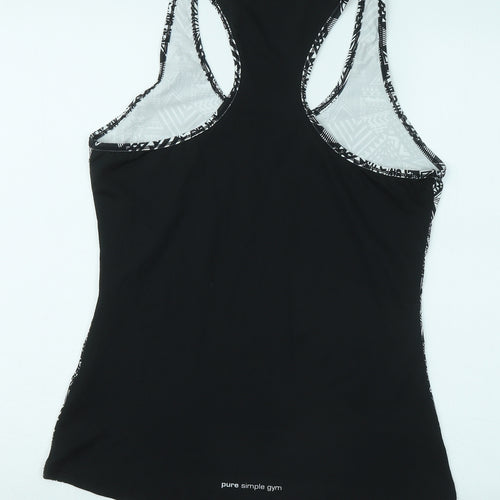 Pure Simple Gym Womens Black Geometric Polyester Basic Tank Size 12 Round Neck Pullover