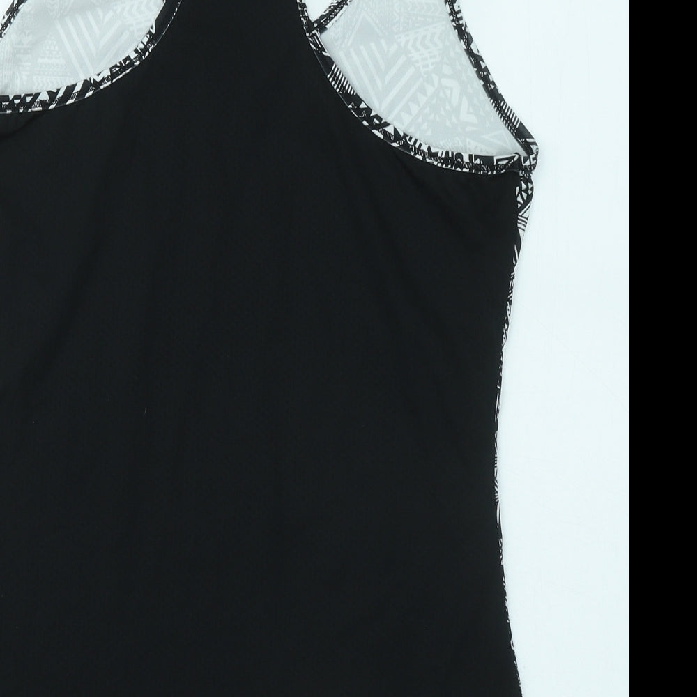 Pure Simple Gym Womens Black Geometric Polyester Basic Tank Size 12 Round Neck Pullover