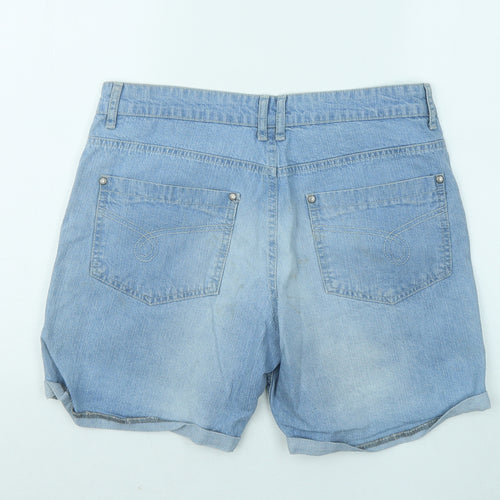 Denim & Co. Womens Blue Cotton Hot Pants Shorts Size 12 Regular Zip - Distressed