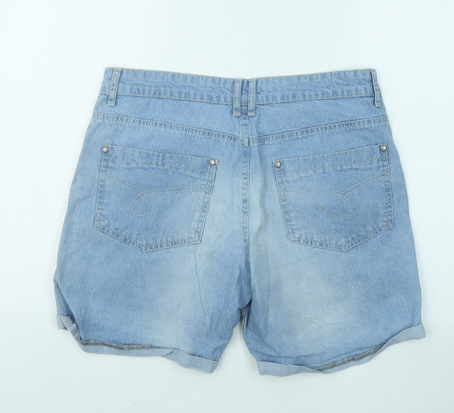 Denim & Co. Womens Blue Cotton Hot Pants Shorts Size 12 Regular Zip - Distressed