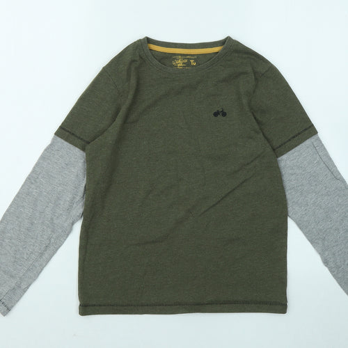 TU Boys Green Cotton Basic T-Shirt Size 10 Years Roll Neck Pullover - Bike