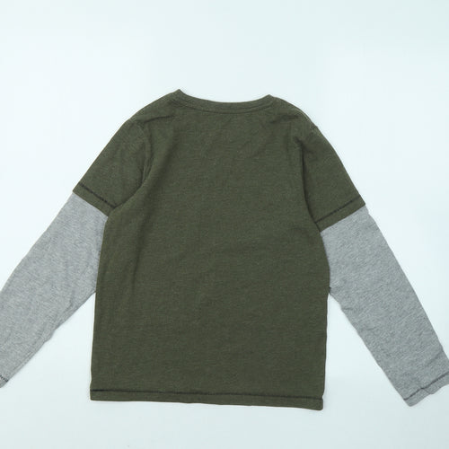 TU Boys Green Cotton Basic T-Shirt Size 10 Years Roll Neck Pullover - Bike