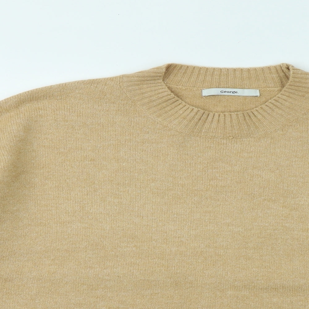 George Womens Beige Round Neck Polyester Pullover Jumper Size 16