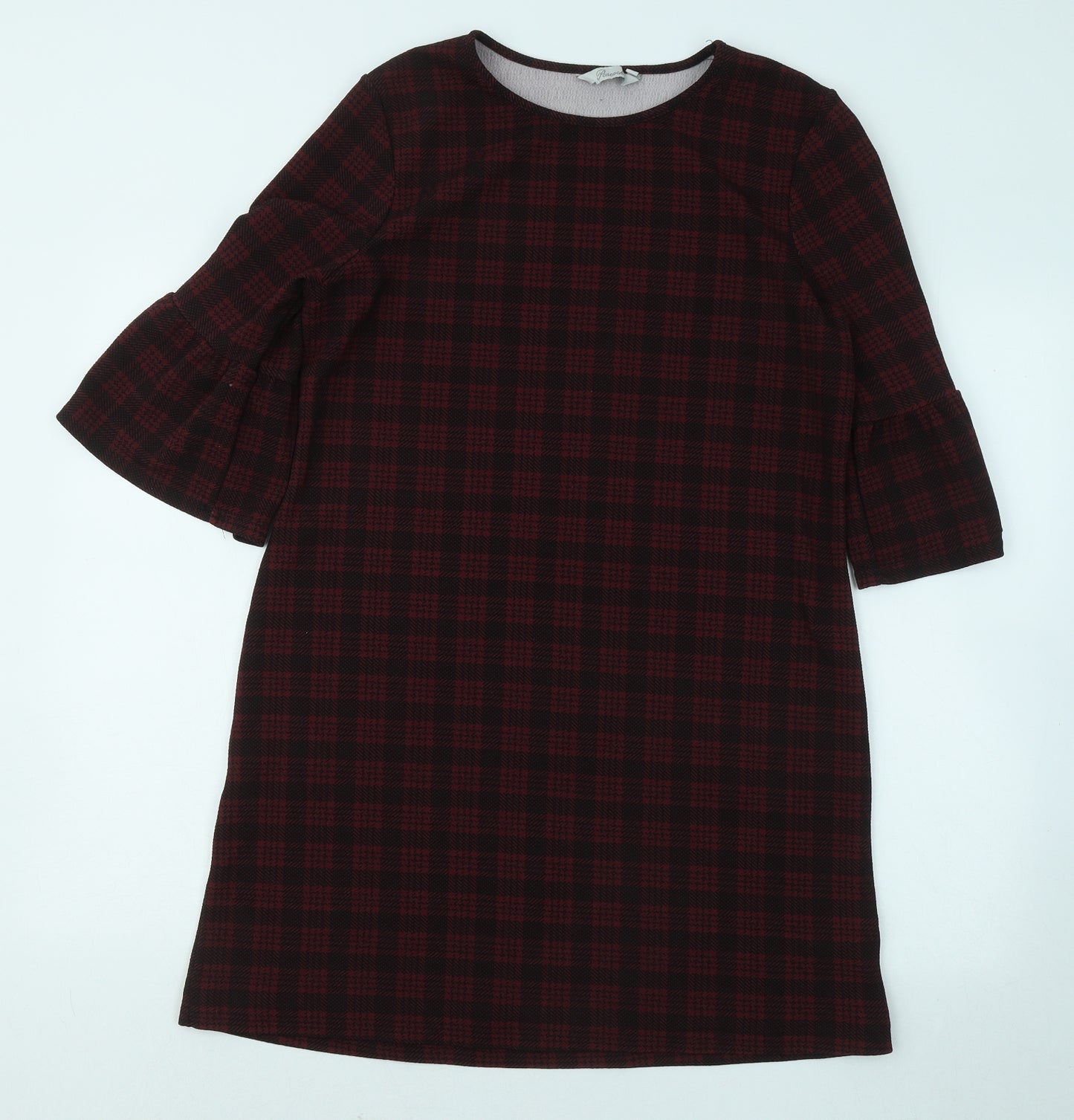 Peacocks Womens Purple Plaid Polyester Jumper Dress Size 14 Round Neck Pullover