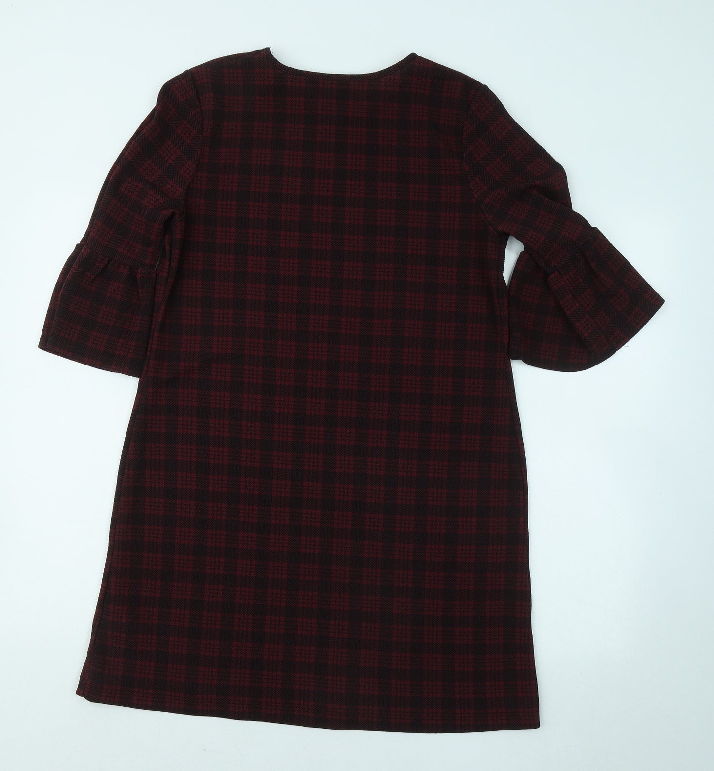 Peacocks Womens Purple Plaid Polyester Jumper Dress Size 14 Round Neck Pullover