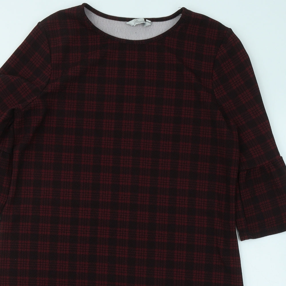 Peacocks Womens Purple Plaid Polyester Jumper Dress Size 14 Round Neck Pullover