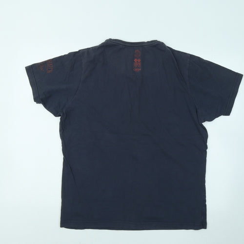 Crosshatch Mens Blue Cotton T-Shirt Size L Round Neck - Black Label