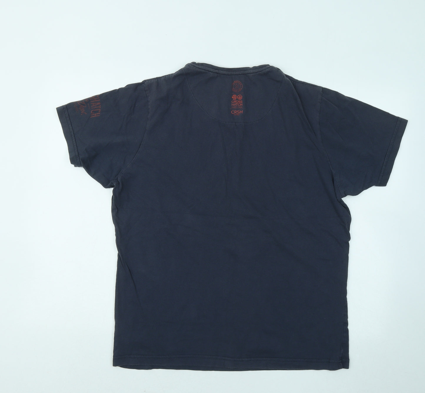Crosshatch Mens Blue Cotton T-Shirt Size L Round Neck - Black Label