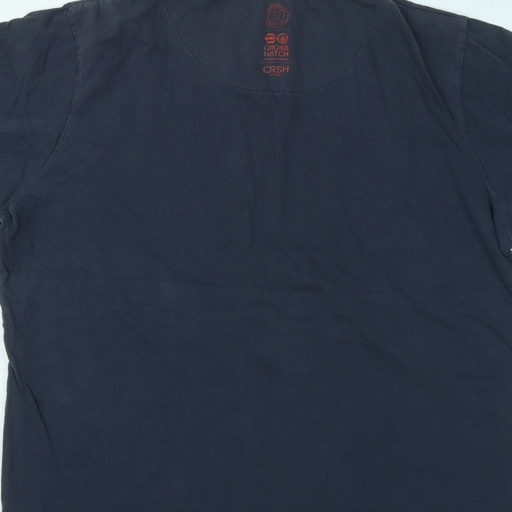 Crosshatch Mens Blue Cotton T-Shirt Size L Round Neck - Black Label