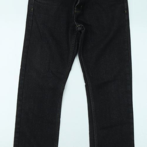 Life & Glory Mens Black Cotton Straight Jeans Size 34 in L28 in Regular Zip