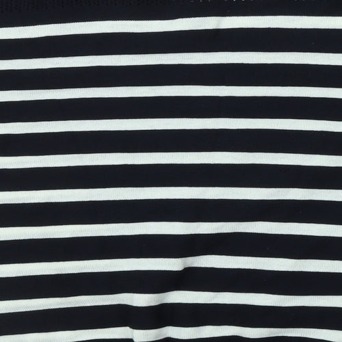 Timeout Womens Blue V-Neck Striped Acrylic Pullover Jumper Size L