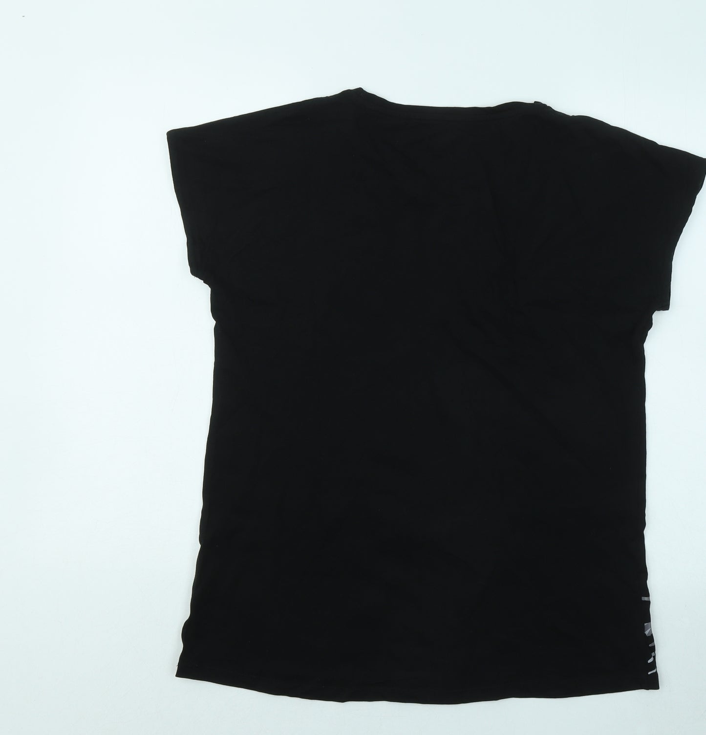 Hot Tuna Womens Black Geometric Cotton Basic T-Shirt Size 14 Round Neck - Tuna Fish