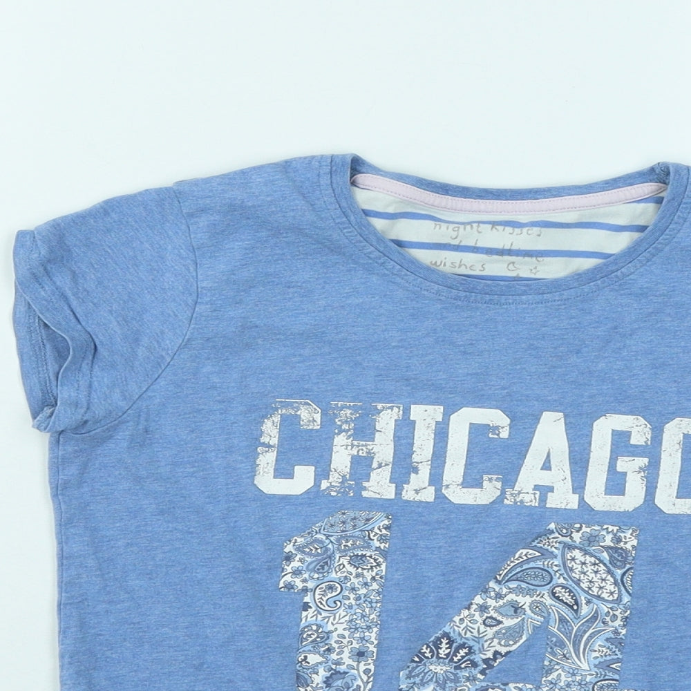 NEXT Girls Blue Cotton Basic T-Shirt Size 12 Years Round Neck Pullover - Chicago 14