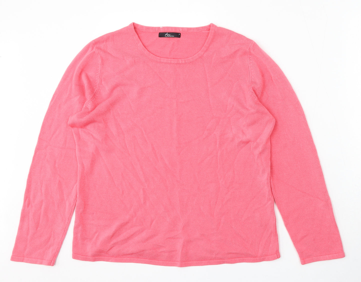 Bonmarché Womens Pink Round Neck Acrylic Pullover Jumper Size M