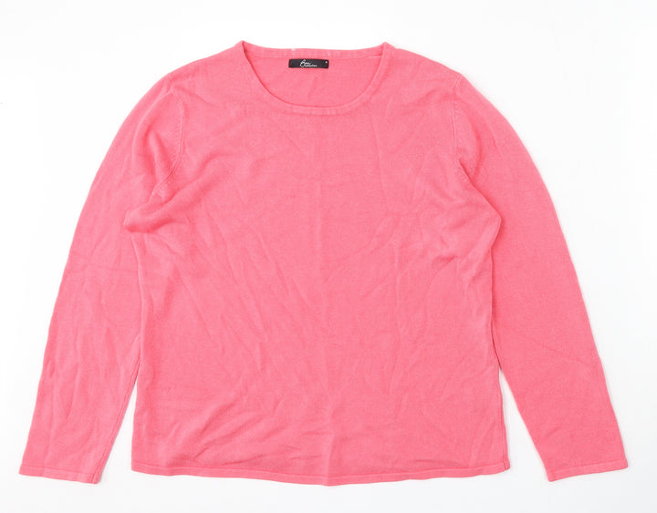Bonmarché Womens Pink Round Neck Acrylic Pullover Jumper Size M