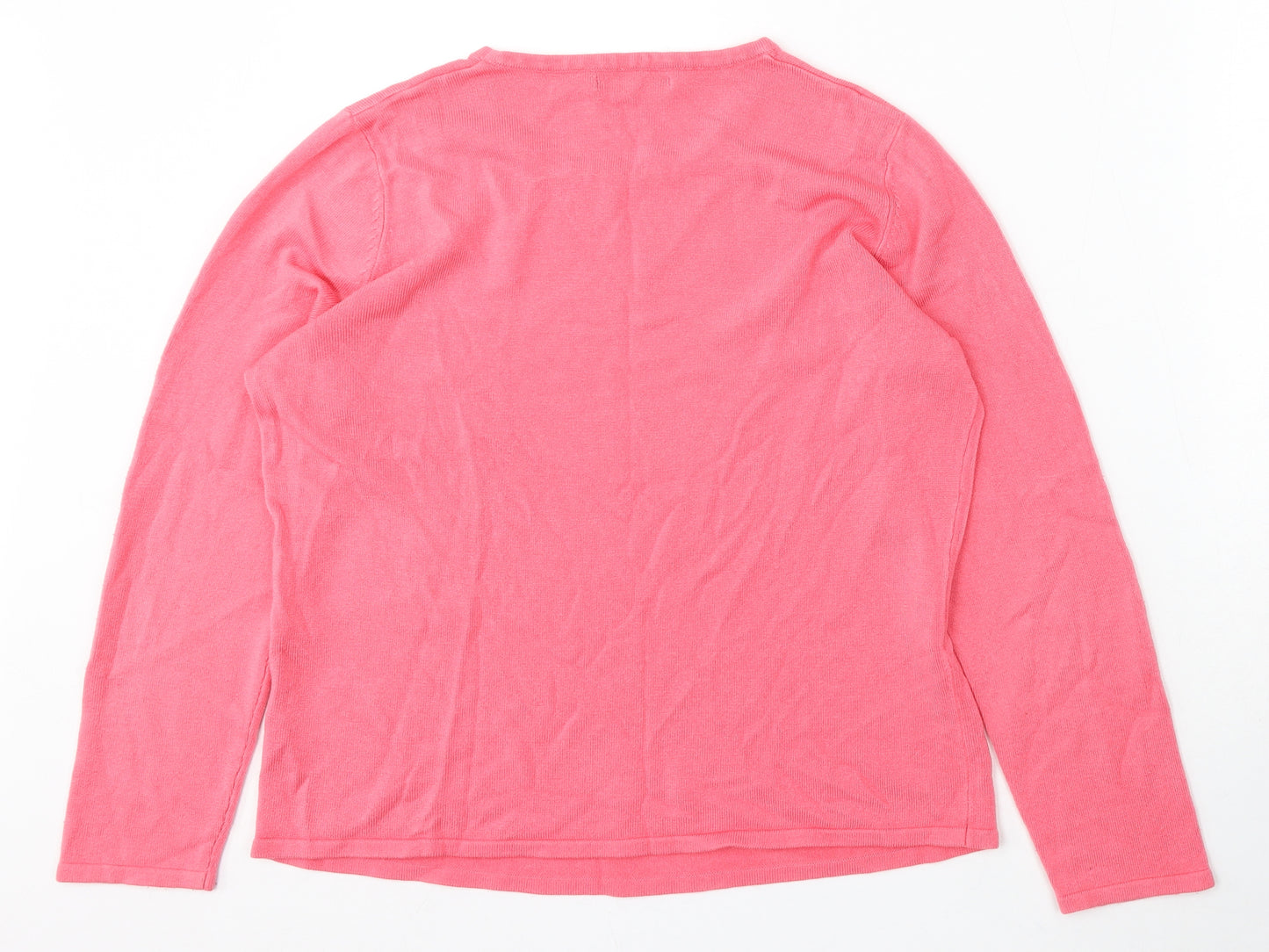 Bonmarché Womens Pink Round Neck Acrylic Pullover Jumper Size M
