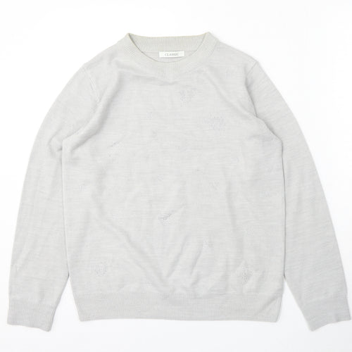 Marks and Spencer Womens Grey Round Neck Acrylic Pullover Jumper Size 10