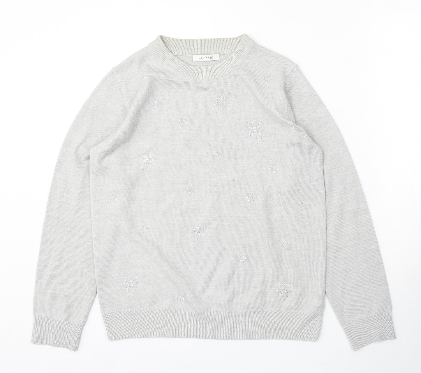 Marks and Spencer Womens Grey Round Neck Acrylic Pullover Jumper Size 10