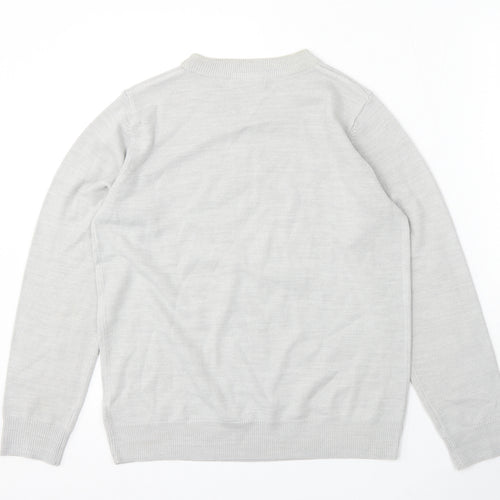 Marks and Spencer Womens Grey Round Neck Acrylic Pullover Jumper Size 10