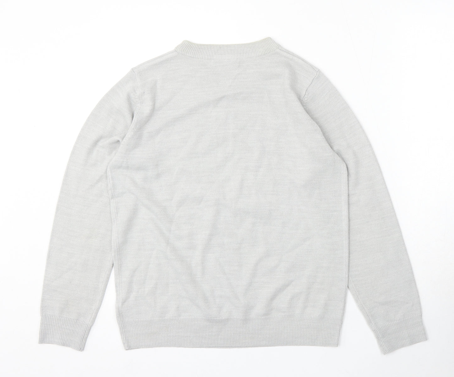 Marks and Spencer Womens Grey Round Neck Acrylic Pullover Jumper Size 10