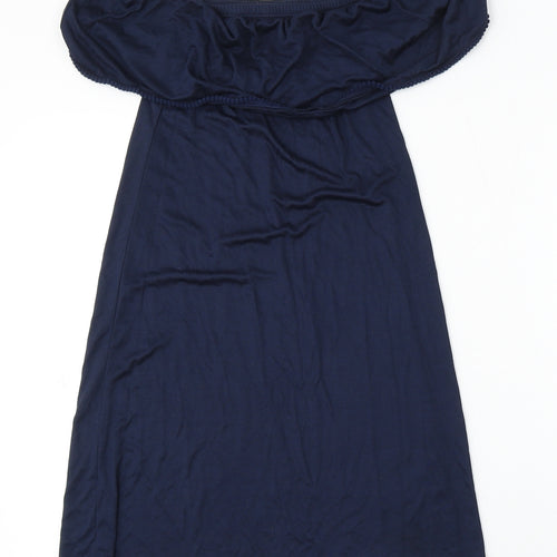 Primark Womens Blue Viscose Basic Blouse Size 4 Round Neck