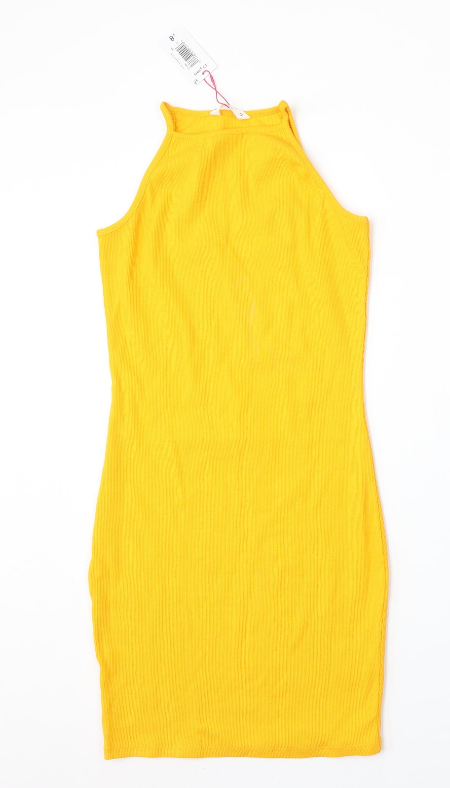 Candy Couture Girls Yellow Polyester Tank Dress Size 13 Years Square Neck