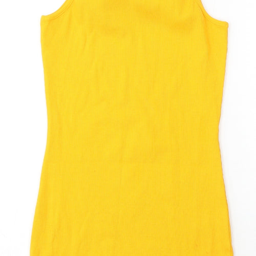Candy Couture Girls Yellow Polyester Tank Dress Size 13 Years Square Neck