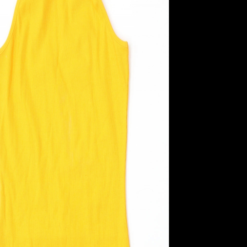 Candy Couture Girls Yellow Polyester Tank Dress Size 13 Years Square Neck