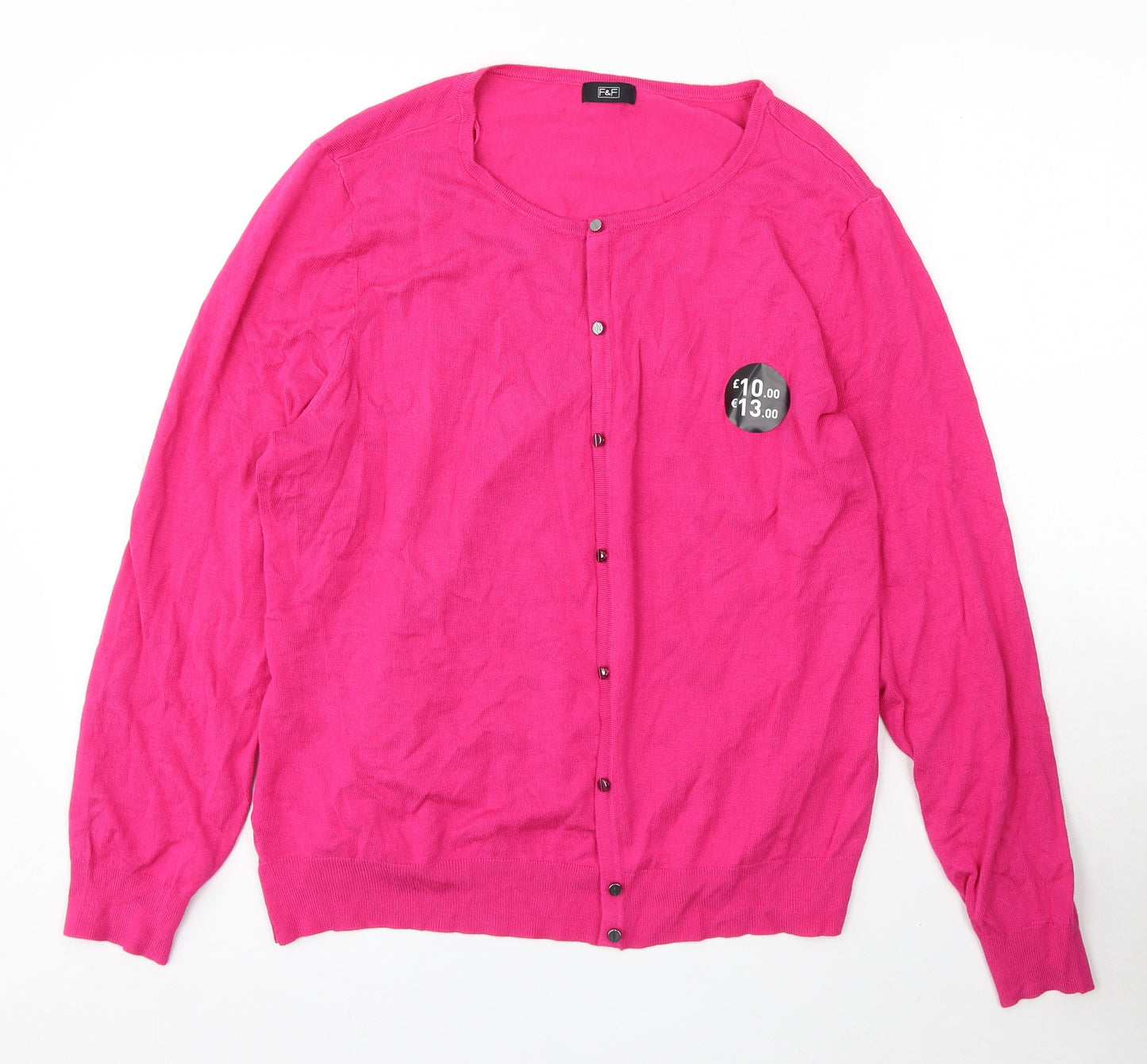 F&F Womens Pink Round Neck Viscose Cardigan Jumper Size 22