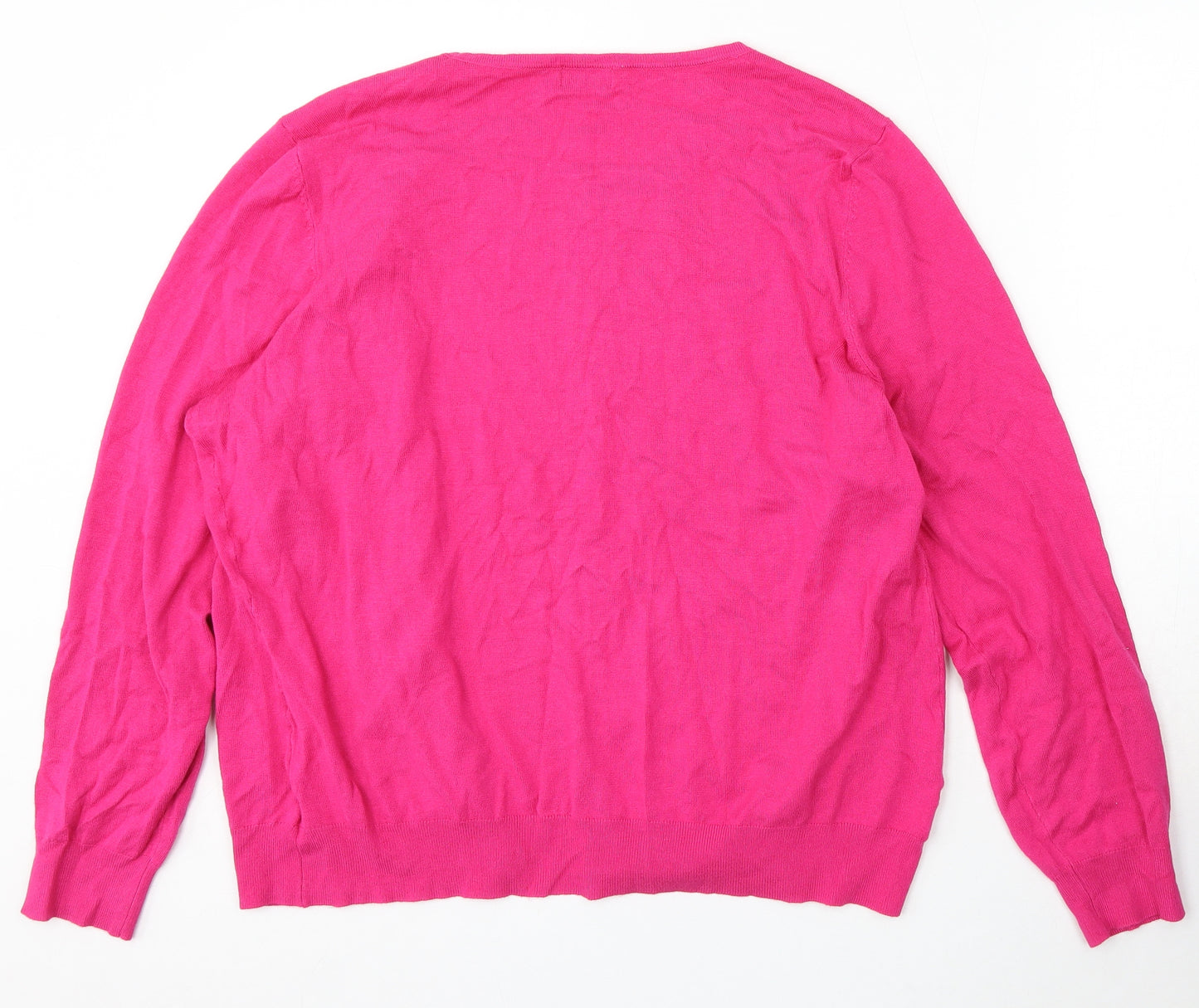 F&F Womens Pink Round Neck Viscose Cardigan Jumper Size 22