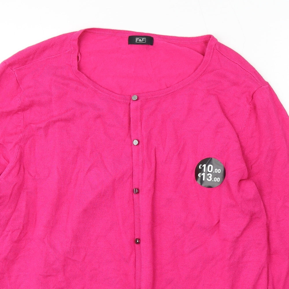 F&F Womens Pink Round Neck Viscose Cardigan Jumper Size 22