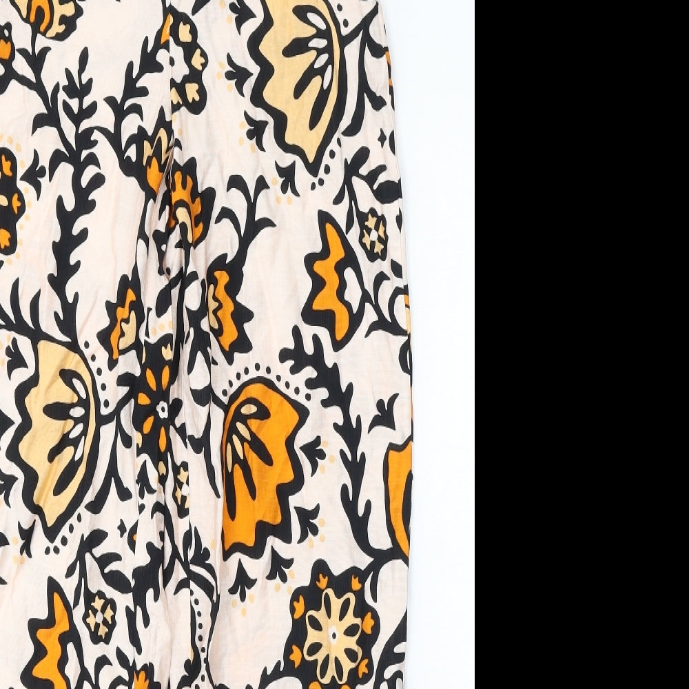 Primark Womens Multicoloured Floral Viscose Trousers Size 4 L31 in Regular